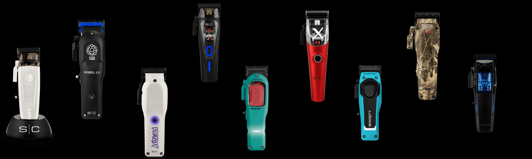 Professional barber clipper collection at Primos Barber Supply