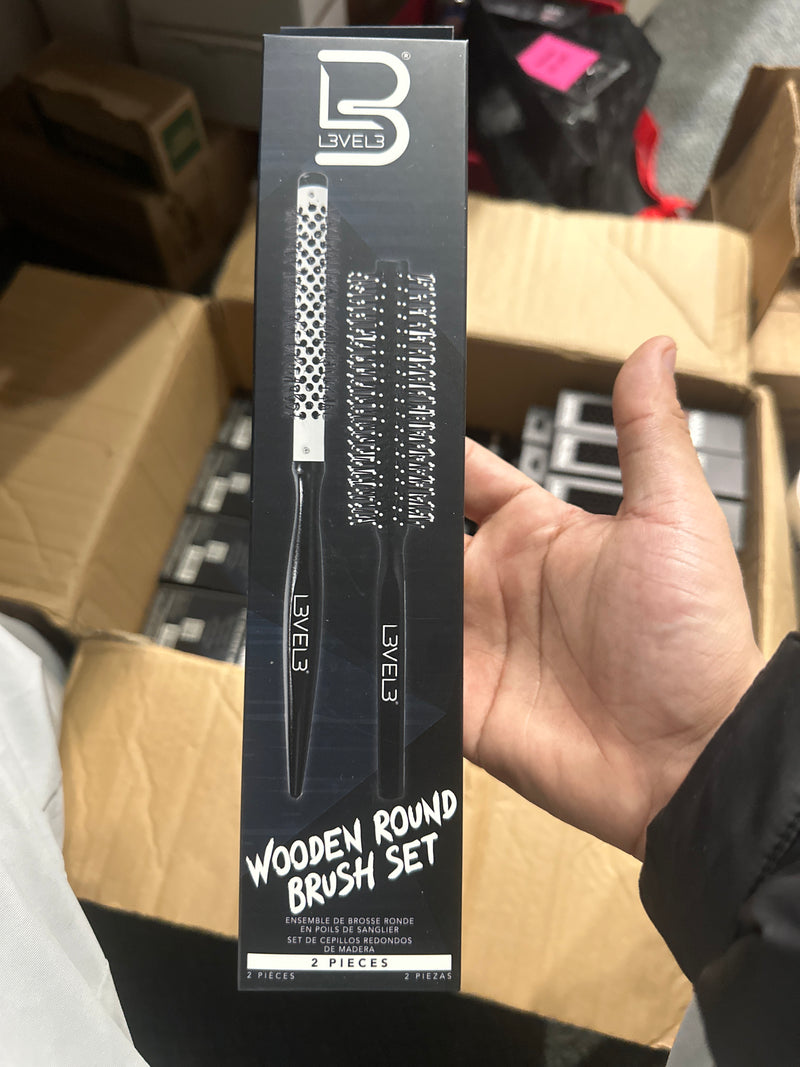 L3VEL3 Wooden Round Brush Set