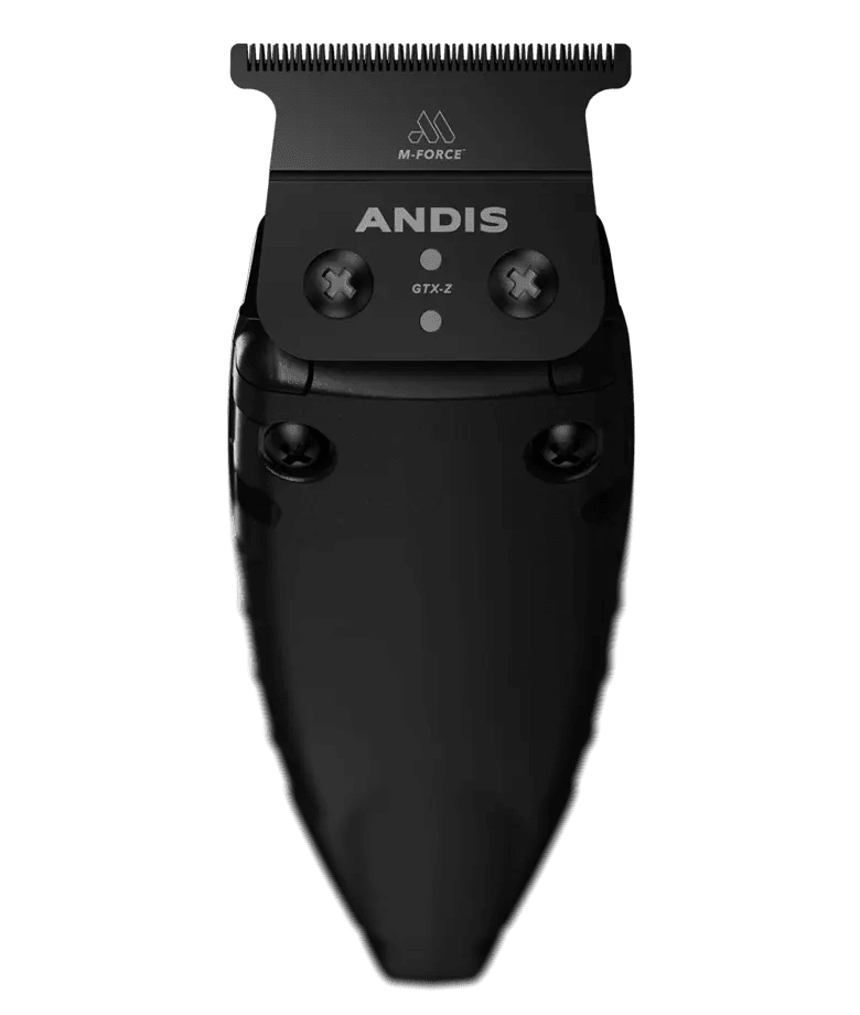 Andis GTX EXO trimmer back view showing GTX Z deep tooth blade and mounting screws