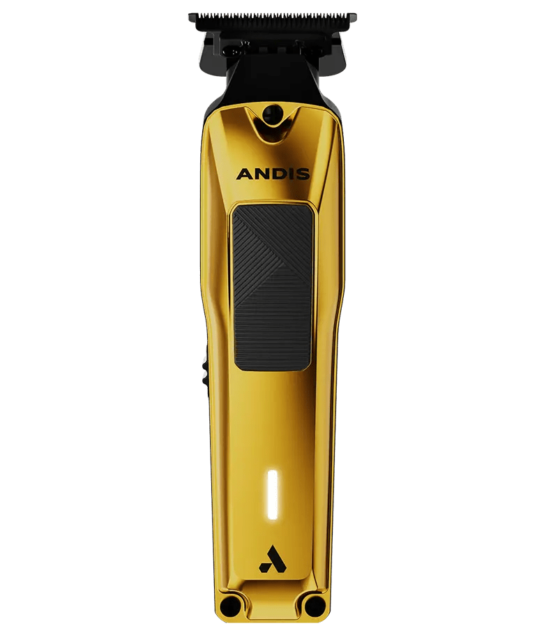 Gold ANDIS hair trimmer on a white background