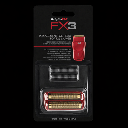 BaByliss Pro FX3 replacement foil head packaging on a black background