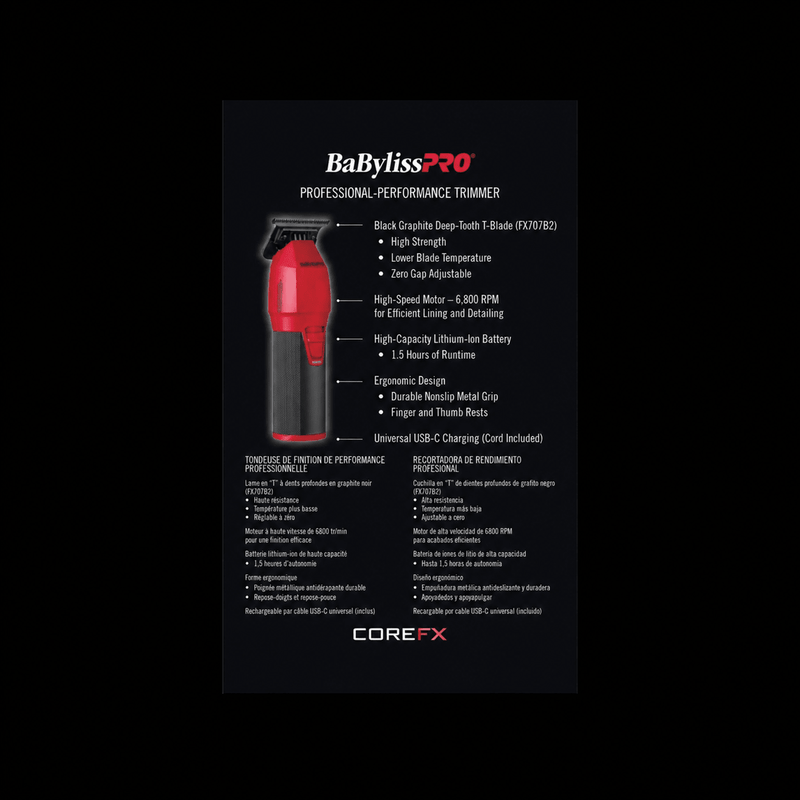 BaByliss PRO COREFX Limited Edition Trimmer - Red