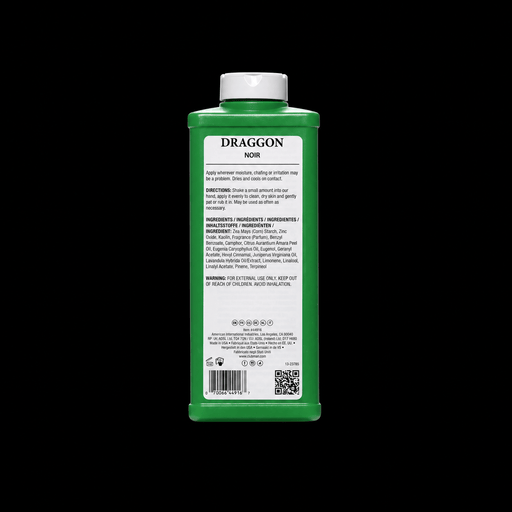 Clubman Lustray Draggon Noir Finest Powder 9oz bottle, back label