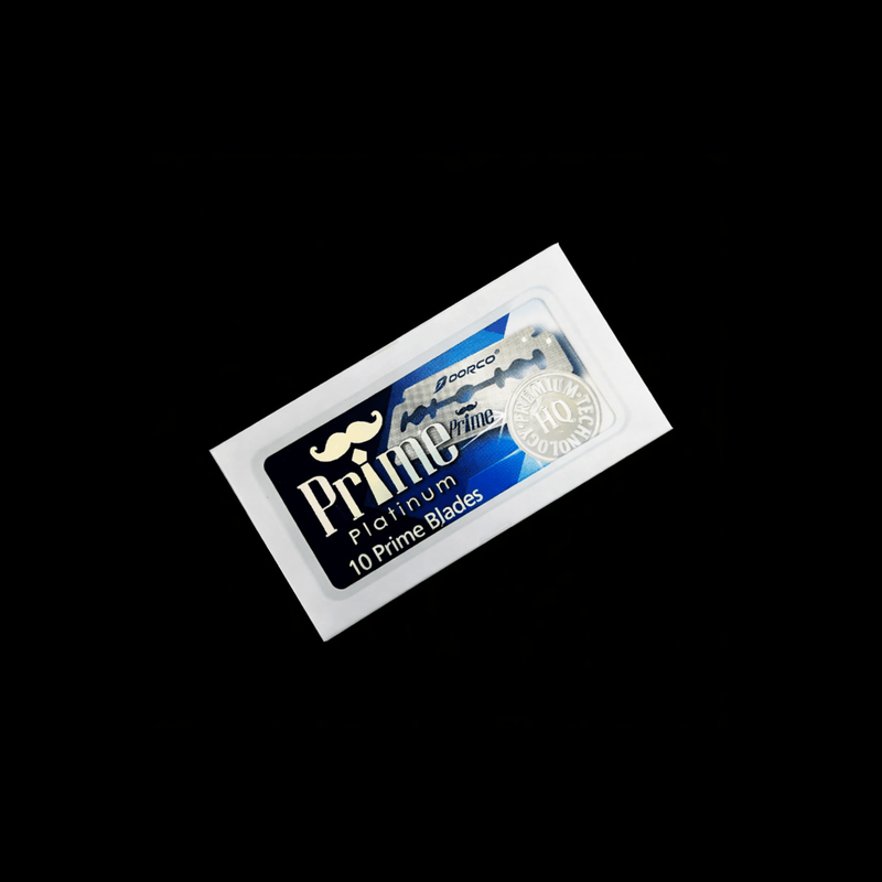 10 pack of Dorco Prime Blades on a black background