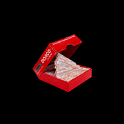 Open red box showcasing Dorco blades on black background