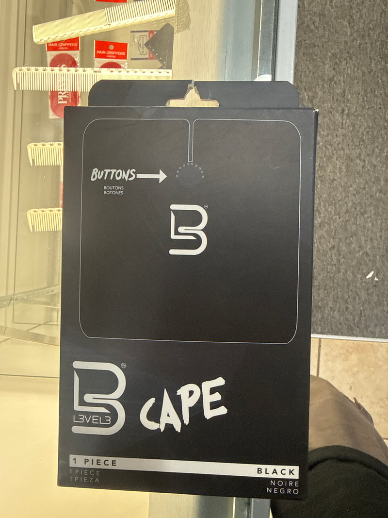 Level 3 black button cape