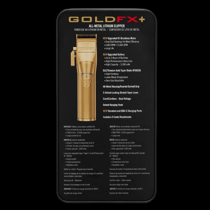 BaBylissPRO GoldFX Metal Lithium Cordless Clipper - Gold