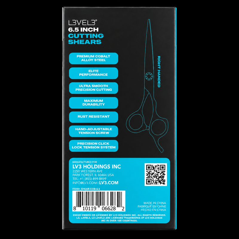 L3VEL3 Professional Hair Cutting Shears - Black Cobalt