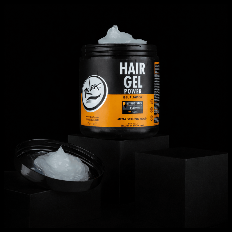 Rolda Power Gel container open showing clear gel on black background