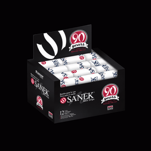 Box of Sanek product with 90th anniversary branding on a black background (Opened)