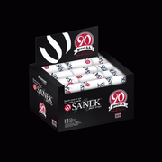 Box of Sanek product with 90th anniversary branding on a black background (Opened)