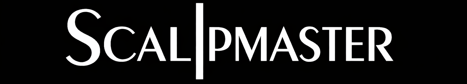 Scalpmaster logo on a black background