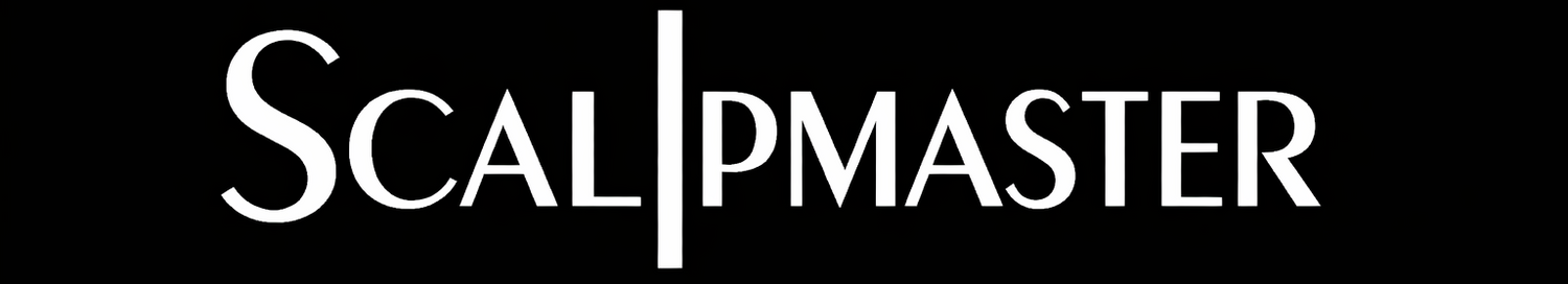 Scalpmaster logo on a black background