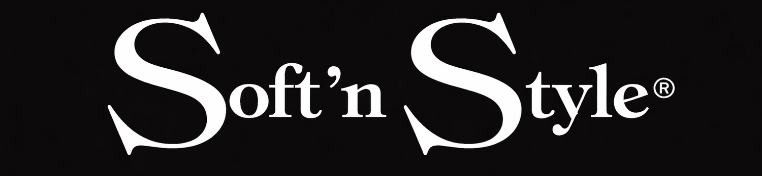 White 'Soft'n Style' logo on a black background
