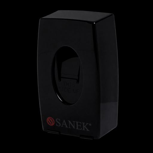 Black Sanek Dispenar tilted to the right, on black background