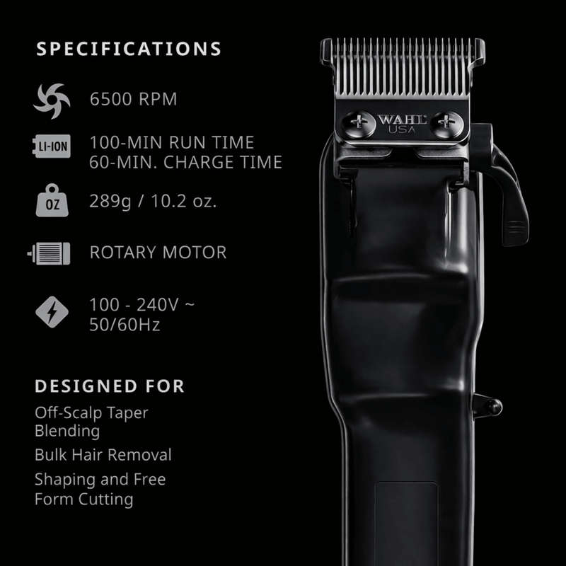 Wahl Super Taper X Clipper with visible features branding on a black background