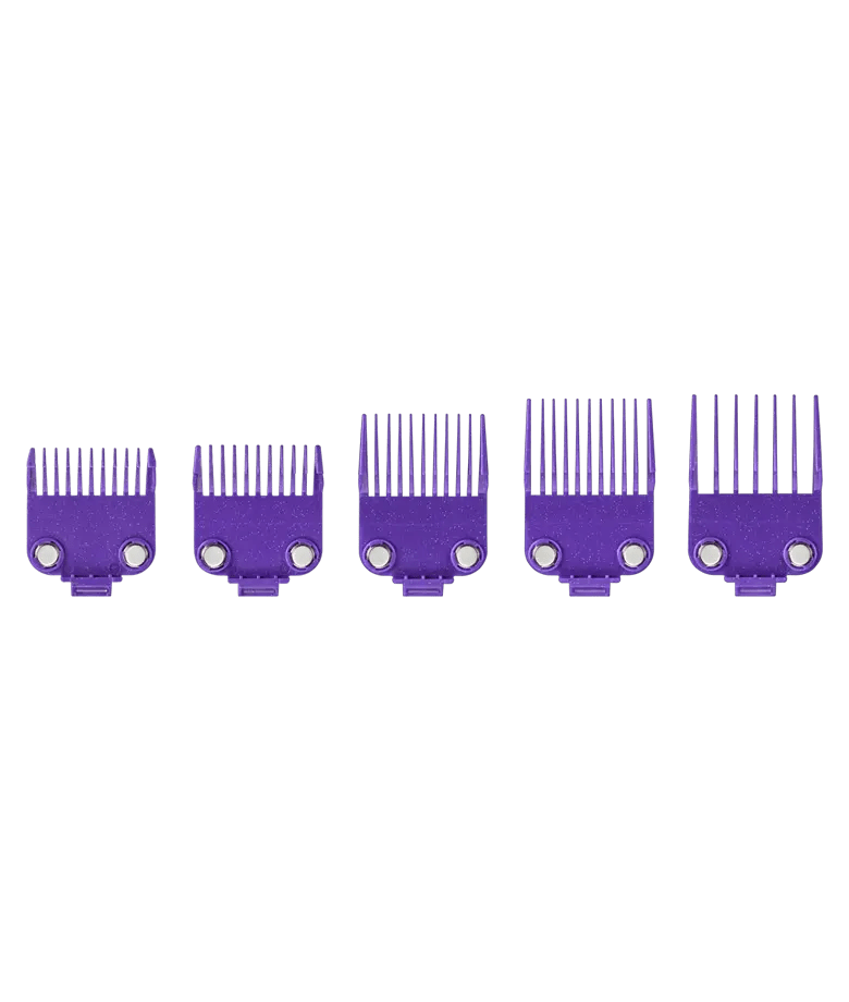 Andis Dual Magnet Comb 5-Piece Set – straight back view of five magnetic attachment combs