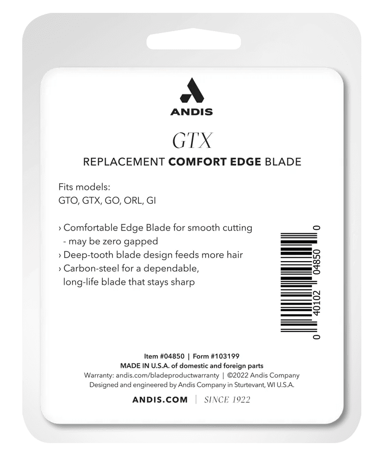 Andis GTX Deep Tooth T-Outliner Replacement Blade – packaging with product details