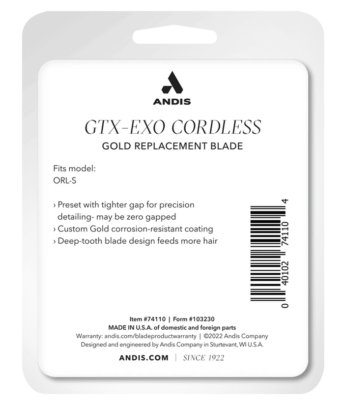 Andis GTX-Z Gold Deep Tooth Replacement Blade – packaging with product details