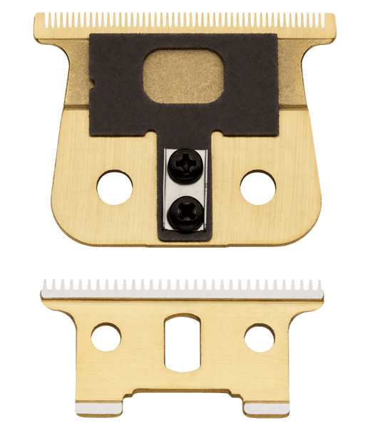 Andis GTX-Z Gold T-Blade Replacement – gold and black blade angle view
