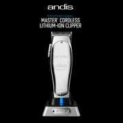 Andis Master Cordless Clipper – lithium-ion angle view on black background