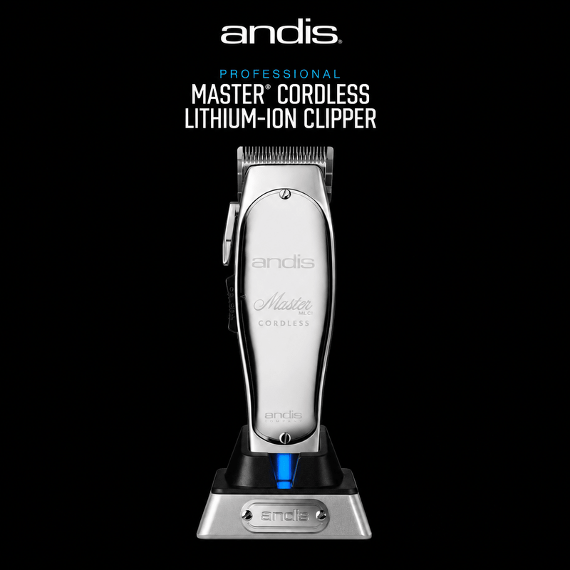 Andis Master Cordless Clipper – lithium-ion angle view on black background