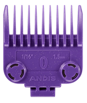 Andis Master Dual Magnet Comb Set – OG size 0 purple comb with measurements front view