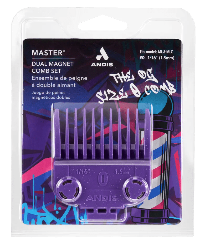 Andis Master Dual Magnet Comb Set – retail packaging colorful design