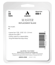 Andis Master Replacement Blade – packaging with size specifications