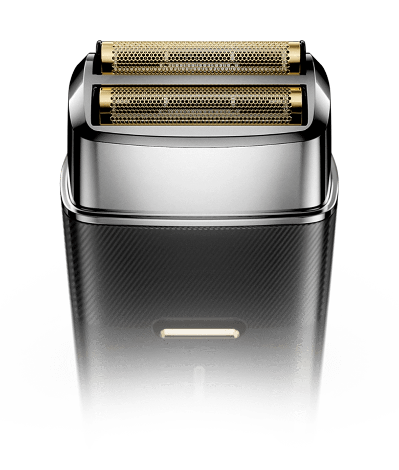 Andis ProFoil Plus II Shaver – dual gold titanium foil head close-up detail