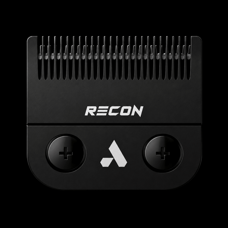 Andis RECON Clipper – with Phaze blade attached on black background
