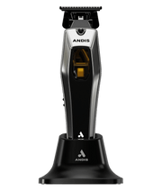 Andis reCON cordless trimmer on charging stand with hyper speed linear motor professional barber trimmer