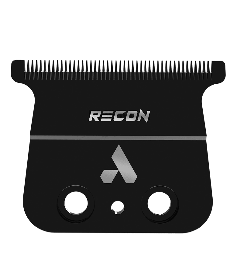 Andis reCON trimmer blade close up showing sharp detailing blade for line ups and edge work