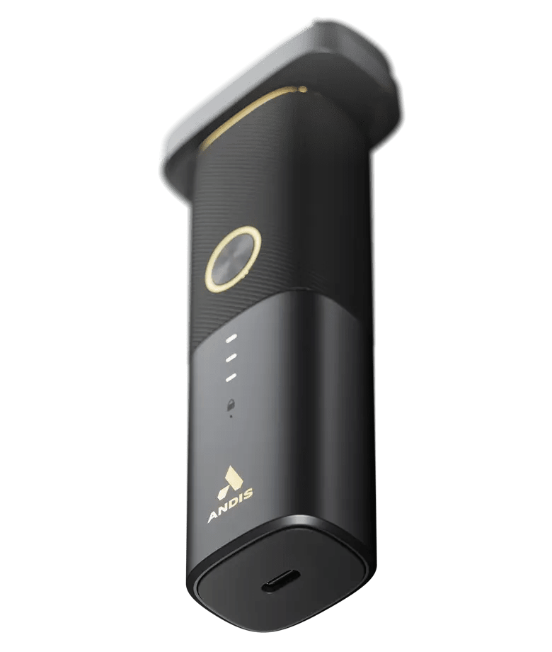 Side view of Andis reSURGE Shaver with ergonomic grip