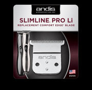 Andis Slimline Pro Li Replacement Blade – comfort edge blade packaging on black background