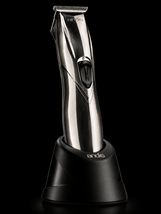 Andis Slimline Pro Li Trimmer – silver trimmer packaging angle view