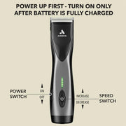 Andis Supra ZR II Clipper – power and speed switch detail view