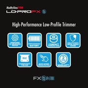 BaBylissPRO LO-PRO FX FXONE high-performance low-profile trimmer features on a black background.