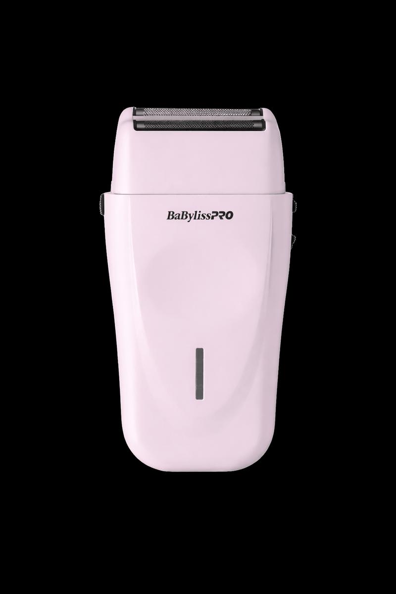 Pink electric shaver with 'BabylissPRO' branding on a black background