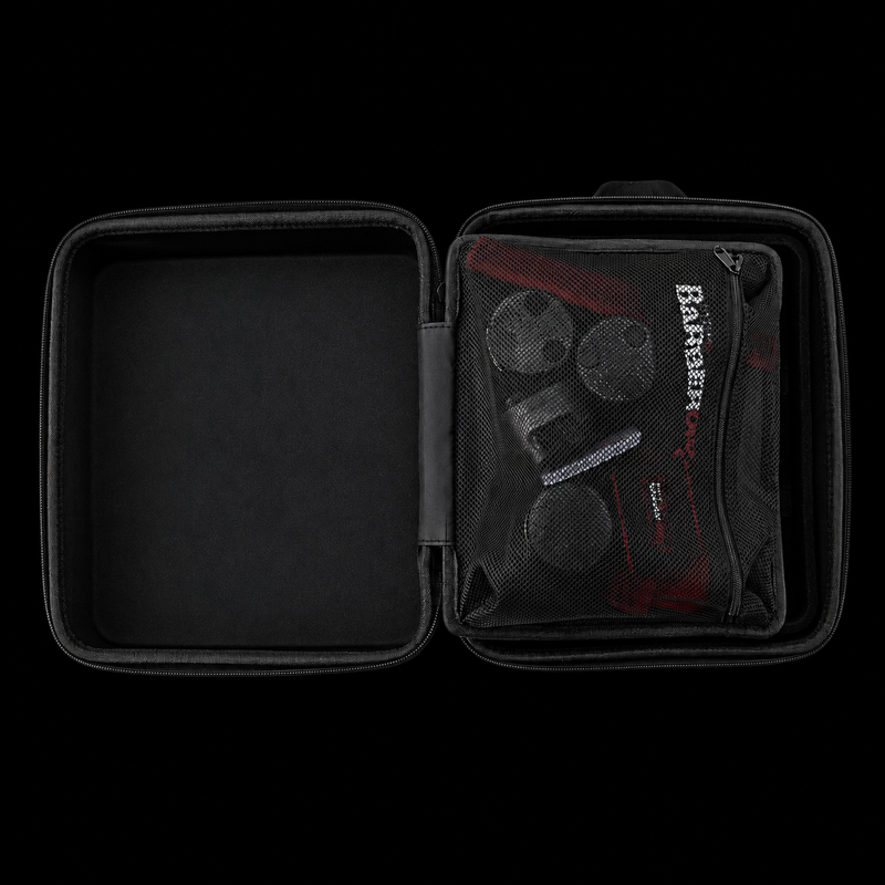 BaBylissPRO BBPROCASE travel case interior empty showing padded compartments and mesh zippered accessory pouch
