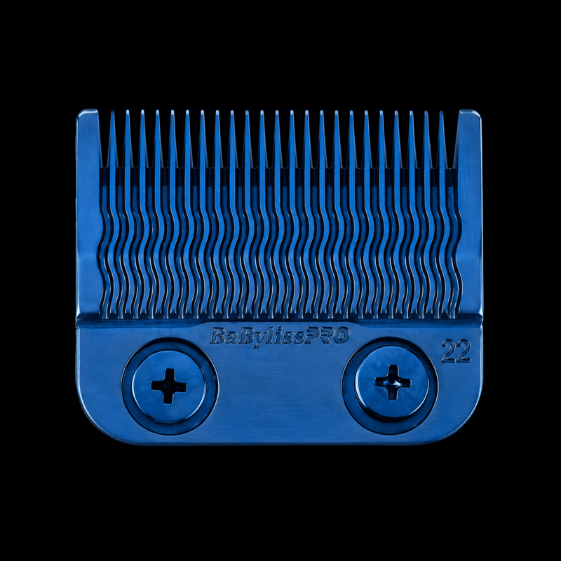 Blue comb with teeth and screws on a black background