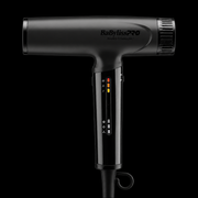 BaBylissPRO Nano Titanium Matte Black Hair Dryer BNTC9200MB - left side profile showing matte black body and LED heat settings