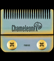 ChameleonFX hair clipper blade with gradient design on a black background