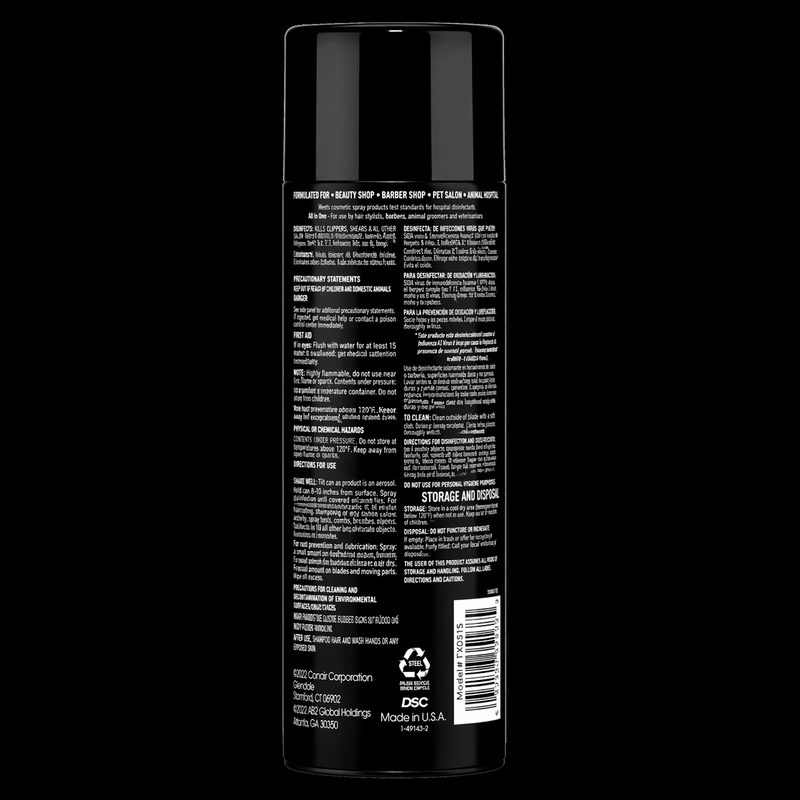 BaBylissPRO clipper spray back label instructions disinfectant cleaner lubricant barber tool care