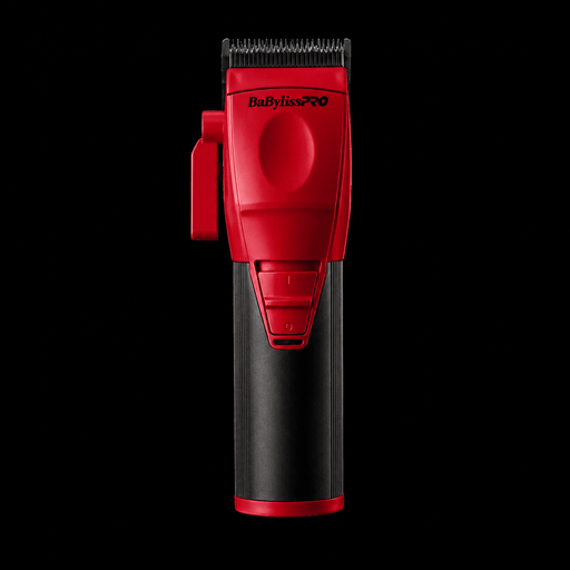 BaByliss PRO COREFX Limited Edition Clipper Red FX86RD - front view with Black Graphite Taper Blade and taper lever