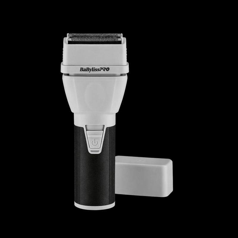 BaBylissPRO COREFX foil shaver front view with cap off showing foils