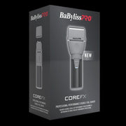 BaBylissPRO CoreFX shaving product packaging on a black background