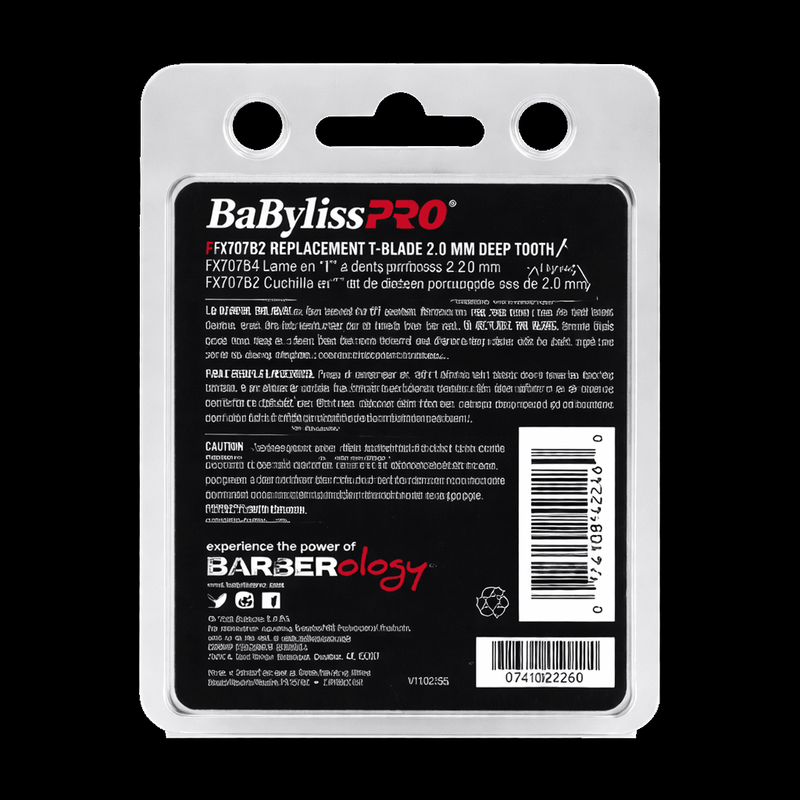 BaBylissPRO Deep Tooth T-Blade FX707B2 Graphite 2.0 – close-up with brand logo and product details