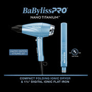 BaBylissPRO Nano Titanium Dual Ionic styling tools close up titanium plates and dryer design