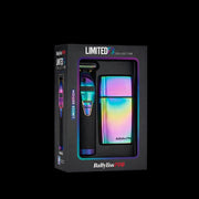 BaByliss Pro hair cutting machine packaging with rainbow design on a black background